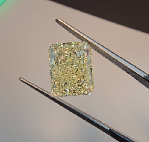 7.03 Carat Radiant Cut Light Yellow (W-X) VS1 Clarity  GIA Certified Diamond  Excellent and Excellent Cutting Faint Fluorescence 