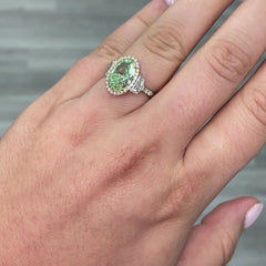 3ct Oval VS2 Fancy Light Grayish Greenish Yellow Diamond Ring