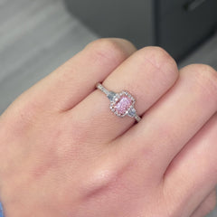 Pink Diamonds. Pink Diamond engagement rings. pink diamond ring. Light pink diamond rings. Long radiant pink diamond ring. Long Radiant. Rare colors pink diamonds. rare colors