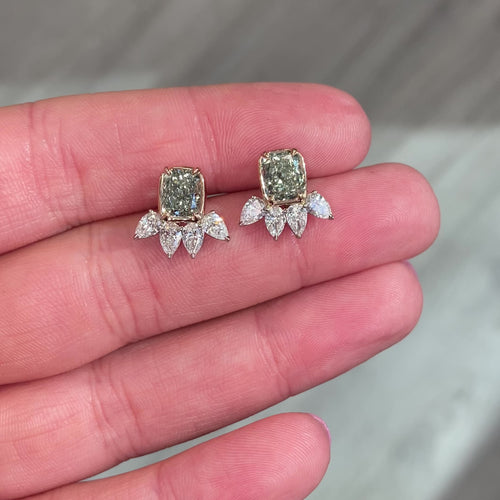 Green Diamond Earrings, J-Lo Green Diamond, natural green diamond, green diamond studs, diamond studs, stud earrings.