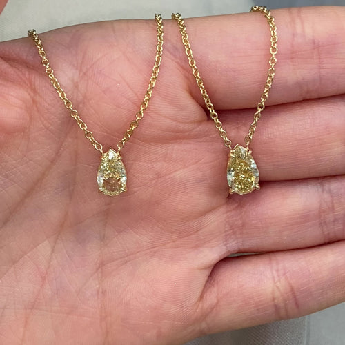 1.40ct Carat Fancy Yellow Pear Shape Diamond Pendant