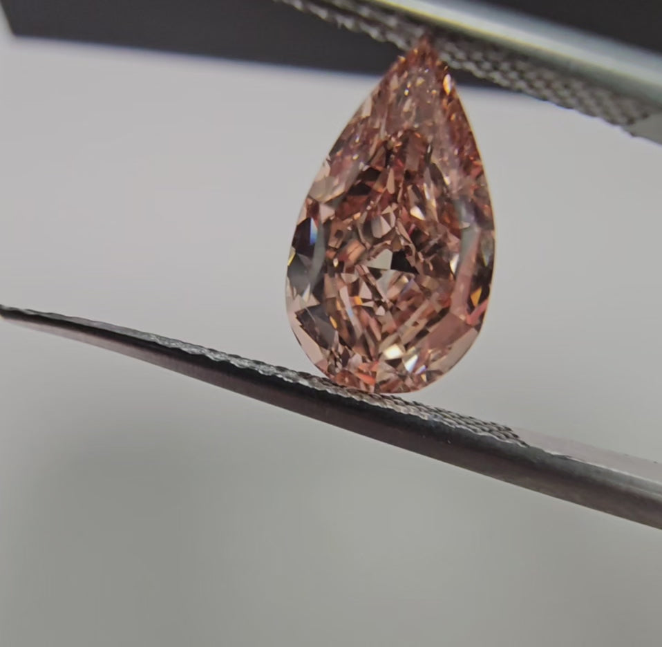 fancy color diamond, natural fancy deep brown pink diamond, pear shape diamond