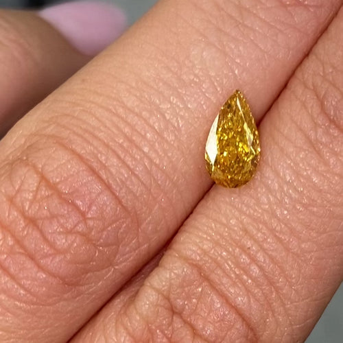 1ct GIA Fancy Intense Orange-Yellow Pear Diamond - Loose