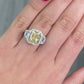 5 carat GIA Elongated Radiant Light Yellow Diamond Three-Stone Ring