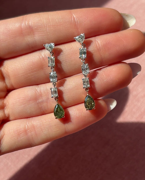5.13ct Green Diamond Earrings