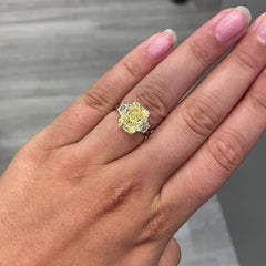 Elongated Radiant yellow diamond ring. Long Radiant Yellow Diamond. Elongated yellow diamond