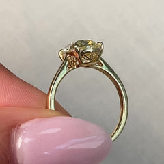 2.73ct Fancy Light Yellow Old Mine Cushion Cut Diamond Ring