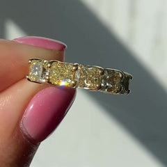 yellow diamond eternity band, half eternity band, yellow diamond ring, yellow diamond wedding ring