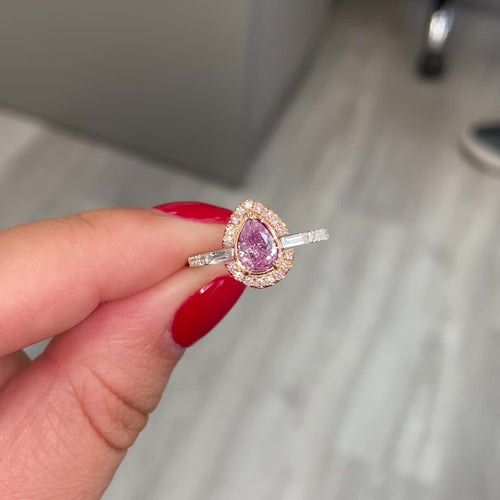 Fancy Intense Purple Pink Pear Shape Diamond Ring