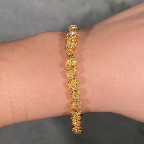 18 Carat Mixed Shape Yellow Diamond Tennis Bracelet