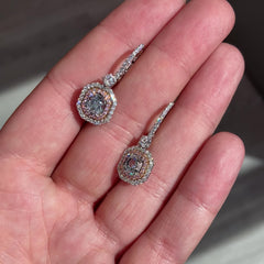 1.5 carat FANCY LIGHT BLUE AND GREEN DIAMOND EARRINGS