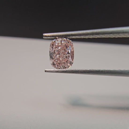 Natural pink diamond, fancy orangy pink diamond, gia certified pink cushion cut diamond