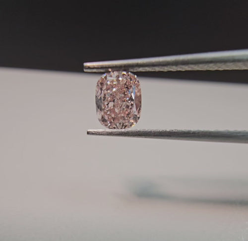 Natural pink diamond, fancy orangy pink diamond, gia certified pink cushion cut diamond