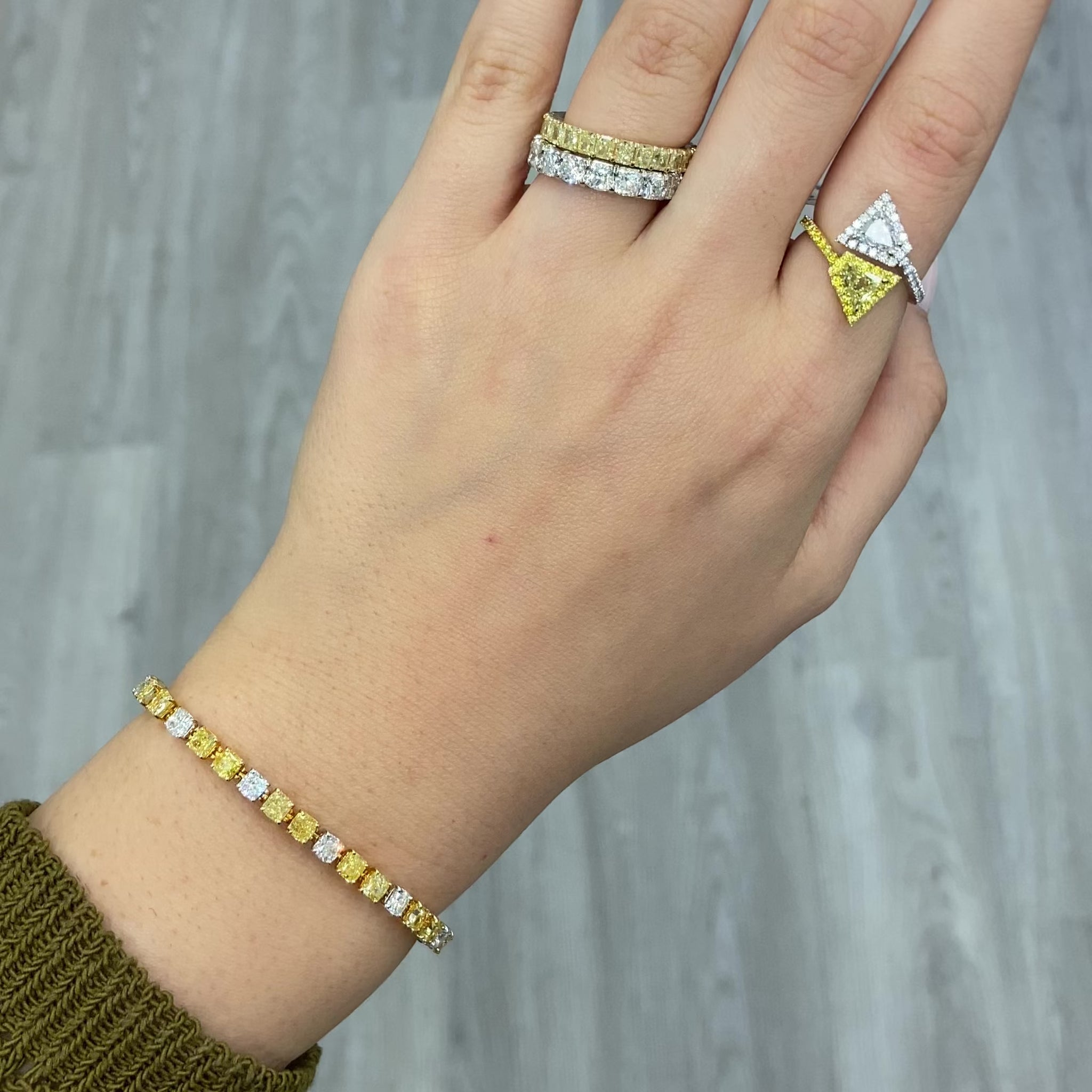 Fancy yellow eternity ring. Yellow diamond eternity band. Yellow diamond wedding band. Yellow diamond ring. Yellow diamond jewelry