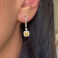 Yellow cushion diamond earrings