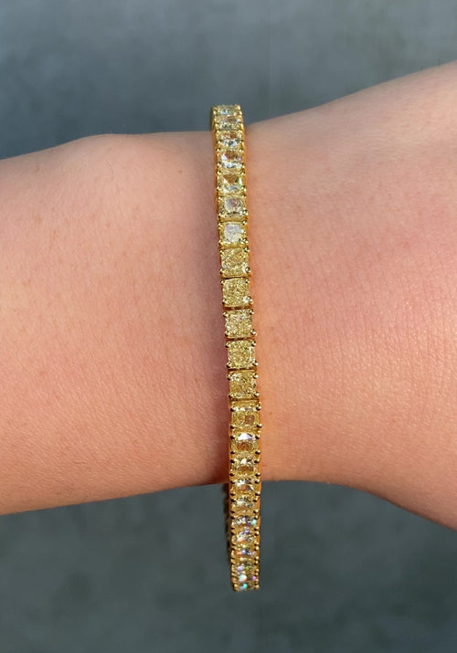 14.5ct Fancy Yellow Cushion Diamond Tennis Bracelet