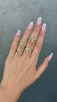 4ct Elongated Radiant Yellow Diamond Engagement Ring