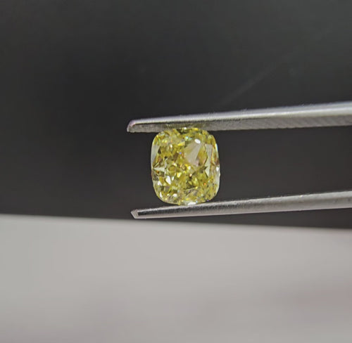 1.15 Carat Cushion Cut GIA Certified Diamond  Fancy Intense Yellow  SI1 Clarity 