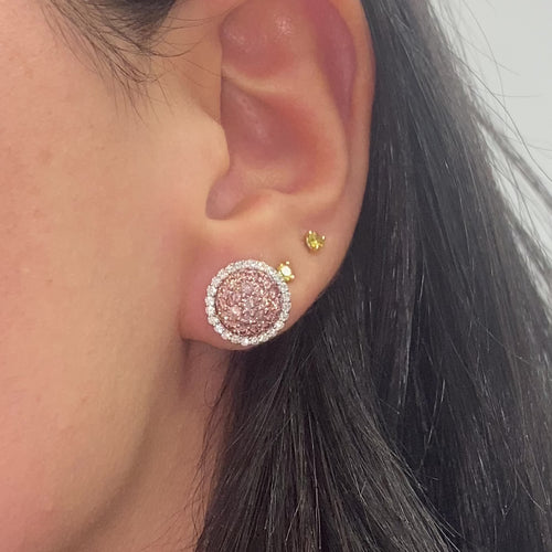 Multi Wear Pink and White Diamond Studs