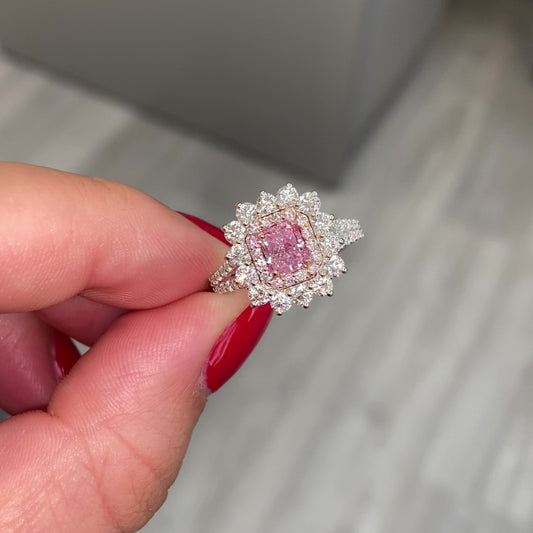 Rare Colors 21.66 Carat Fancy Pink Diamond Necklace and Bracelet Set