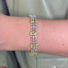 Unique 13ct Yellow and White Diamond Bracelet