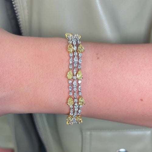 Unique 13ct Yellow and White Diamond Bracelet