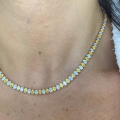 24ct Alternating Yellow and White Oval Diamond Necklace