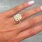 5 Carat Light Yellow elongated radiant cut  in halo diamond ring