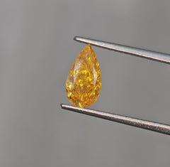 1ct GIA Fancy Intense Orange-Yellow Pear Diamond - Loose