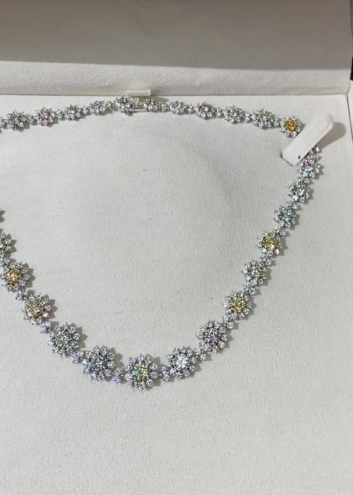 23ct Fancy Color Diamond Floral Necklace