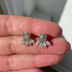 Green Diamond Earrings, J-Lo Green Diamond, natural green diamond, green diamond studs, diamond studs, stud earrings.