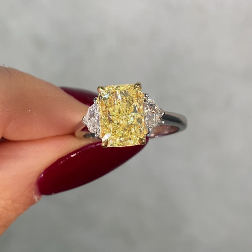 3 Carat Radiant Yellow Diamond Engagement Ring