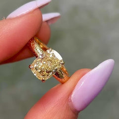 3.04ct Fancy Yellow Elongated Cushion Cut Diamond Galaxy Ring