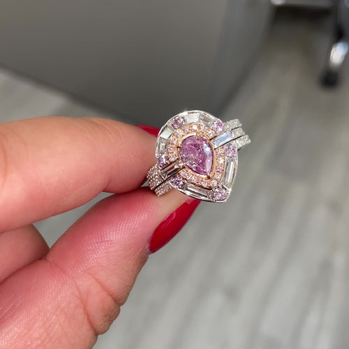 Fancy Intense Purple Pink Pear Shape Diamond Ring