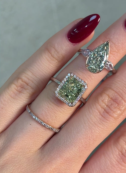 4 Carat Pink Halo Green Diamond Engagement Ring