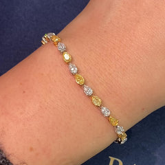 6.5ct Alternating Fancy Yellow and White Pear Shape Diamond Bracelet