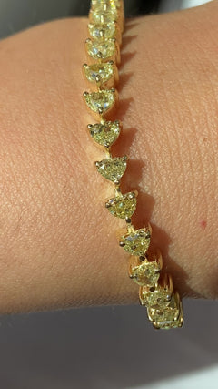Yellow Heart Shape Diamond Tennis Bracelet