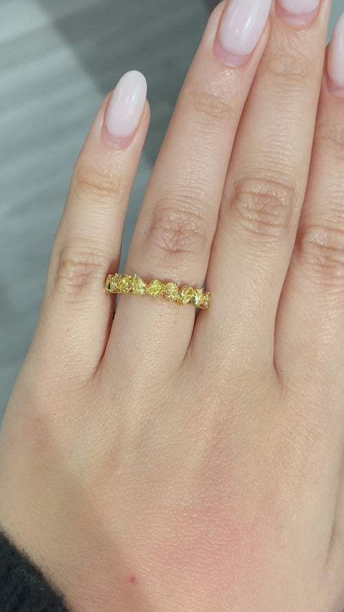 Yellow Diamond Mixed Shape Half Eternity Band