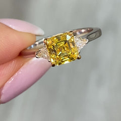 1.5ct Vivid Yellow Asccher Cut Diamond Engagement Ring