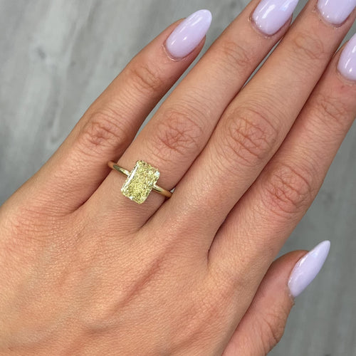 3.26 Carat Fancy Yellow Elongated Radiant Cut Diamond - Loose