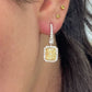 xyellow diamond earrings. yellow diamond drop earrings. GIA yellow diamond earrings. radiant cut yellow diamonds. yellow diamond jewelry.