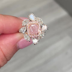 1.00ct Very Light Pink Radiant Diamond Ring