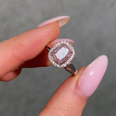 2 Carat Pink Cushion Diamond Halo Engagement Ring