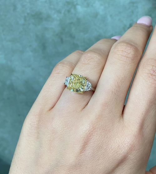 5ct Fancy Light Yellow Diamond Engagement Ring