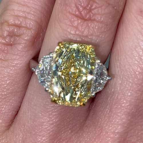 5ct Fancy Yellow Elongated Radiant Diamond Engagement Ring