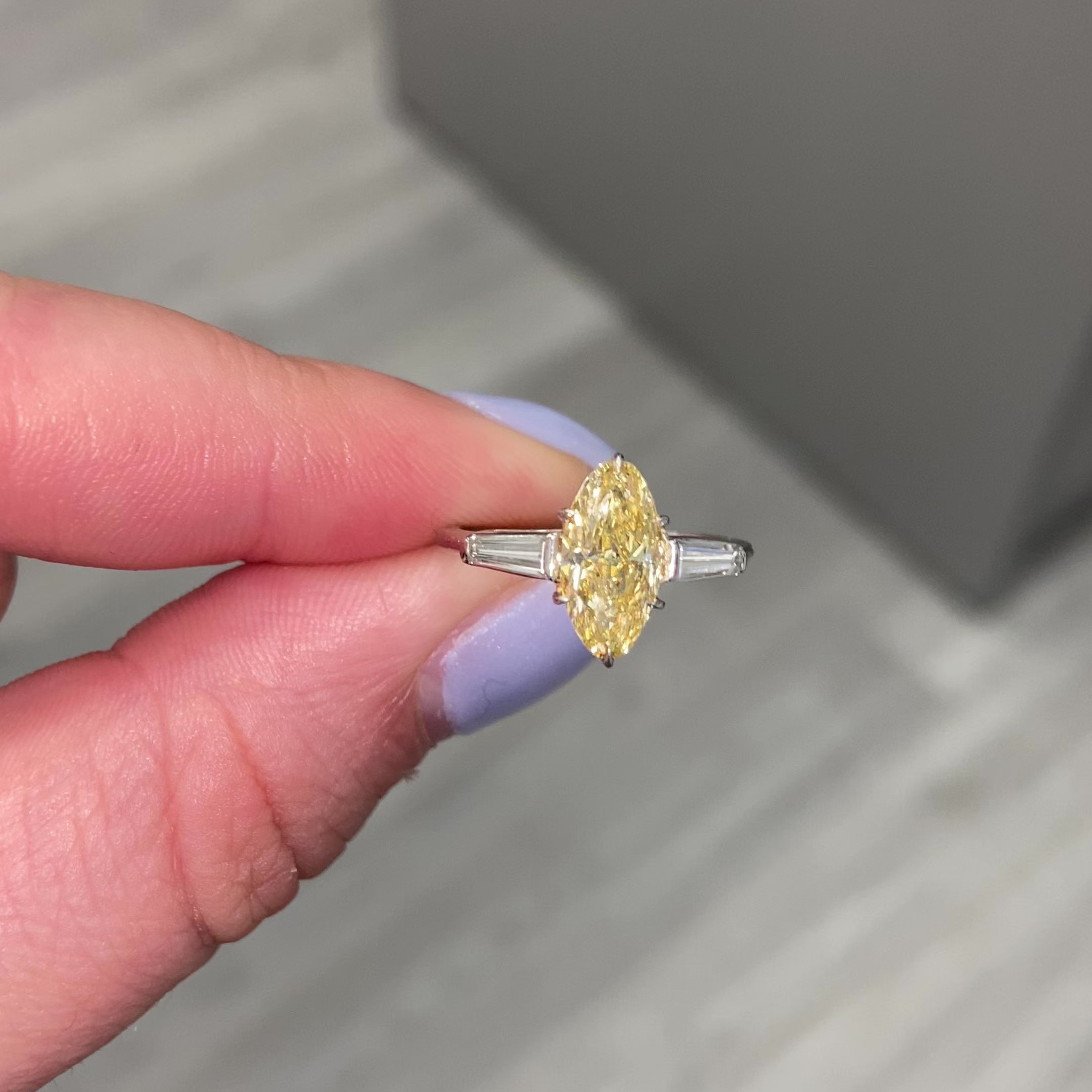 1.40ct GIA Fancy Intense Orangy Yellow Marquise Diamond Ring