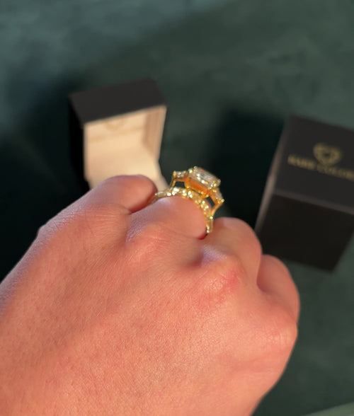 3ct Fancy Yellow Oval Diamond East West Half Eternity Band