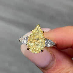 4.02ct Fancy Light Yellow Pear Diamond Engagement Ring