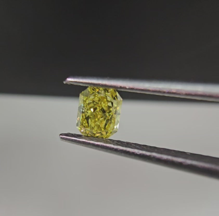 0.36 Carat Radiant Cut GIA Certified Diamond  Fancy Intense Yellow  VVS1 Clarity 