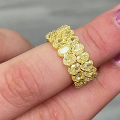 fancy yellow Oval diamond eternity ring. Yellow diamond oval eternity ring. Yellow diamond band. Canary diamond band. Yellow oval diamonds. Fancy yellow oval diamond ring. Yellow diamond stackable rings.